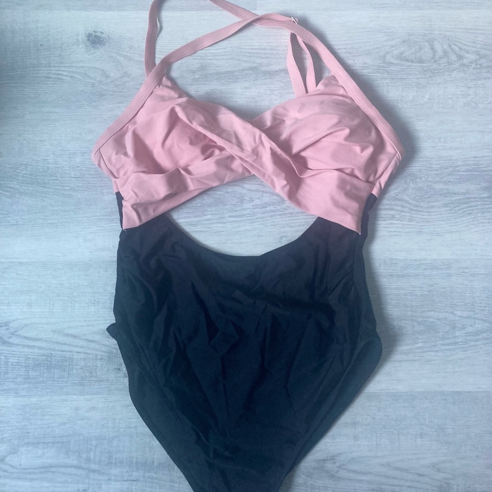 Pink and Black Women's maternity Swimsuit